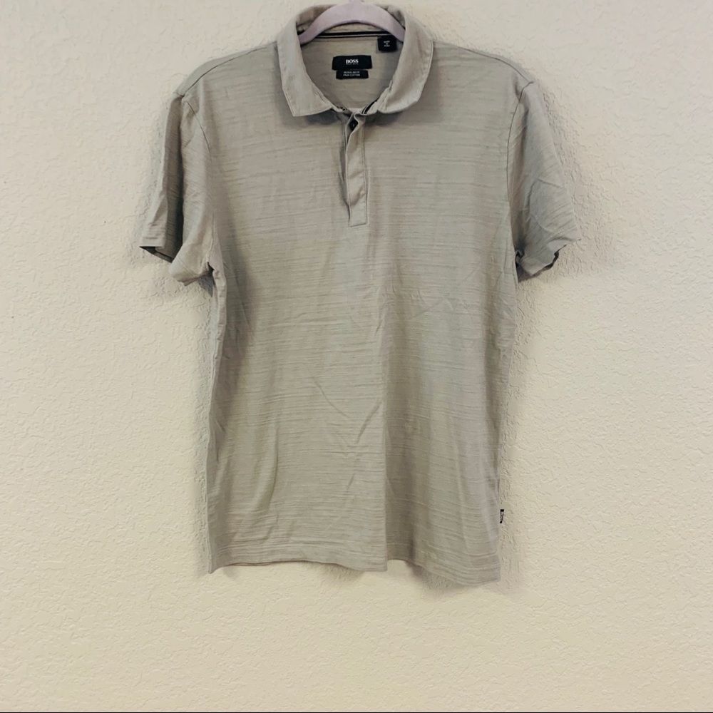 Boss Polo Cotton T-shirt Gray Size Large